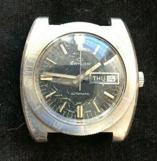 Vintage Mens Baylor Mechanical Calendar Automatic Watch Wp To 600 Feet