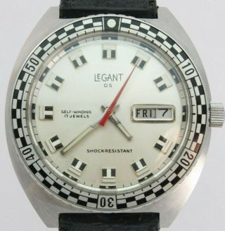 Vintage Legant Qs Mens 40mm Stainless Steel Automatic Watch Rally Diver Ut38