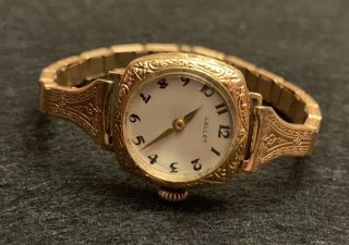 An Antique Solid 14k Gold Art Deco Gallet & Co Ladies Swiss Watch