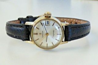 Vintage Omega Ladymatic Watch 14k Gold Filled Date
