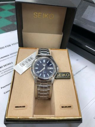 Seiko 5 Automatic Mens Ø37mm Watch See Through Back Blue Dial Snkl07k1 21 Jewels