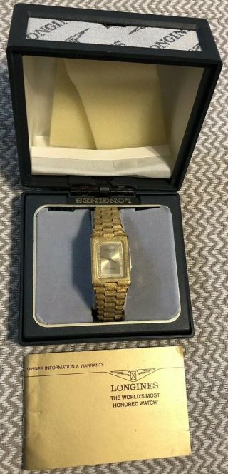 Vintage Mz5714 - Longines Quartz Stainless Steel Gold Watch - W/original Box & Book