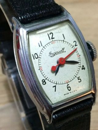 Gents " Ingersoll " Vintage 1930s/40s Military Watch Rare Made In Usa