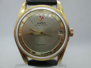 Vintage Rado World Travel Date Goldplated Automatic Mens Watch