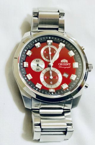 Made In Japan Orient Red Chronograph Sports Model Water Proof Men 