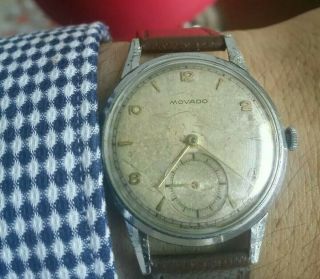 Rare Vintage Movado Watch,  Ww2 Period Military Subdial Perfect Cond.  Large Size