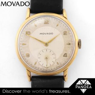 Vintage 50s Movado Gold - Plated Stainless Steel White Dial 34.  50mm Watch Cal.  125