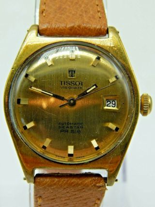 Vintage Gold Plated Tissot Seastar PR - 516 21 jewel automatic watch circa 1968 2