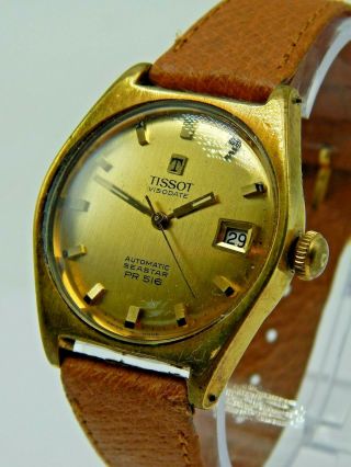 Vintage Gold Plated Tissot Seastar PR - 516 21 jewel automatic watch circa 1968 3