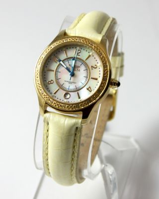 Invicta Women Mother Of Pearl Watch Flame Fusion Analog Champagne Leather 5993