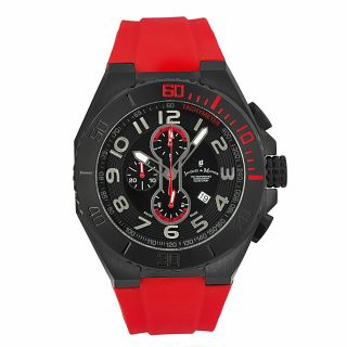 Mens Jacques Du Manoir Racing Sport Swiss Made Red/black Chronograph Watch - Nib