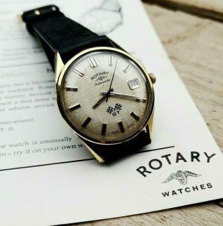 Vintage Rotary Gt Automatic Cal.  As 1700 Swiss 21 Jewel Circa 1960 