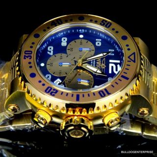 Invicta Pro Diver Combat Seal Gold Plated Steel Blue Chronograph 52mm Watch
