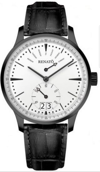 Mens Renato Calibre Robusta Classic Swiss Leather Strap Watch