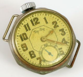 Antique 1924 Tip Top Wristwatch Transitional Trench Watch Haven Lug Wire