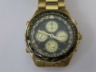 Vintage Seiko Flightmaster Chronograph Alarm Watch 7t34 - 6a09 W/ Band