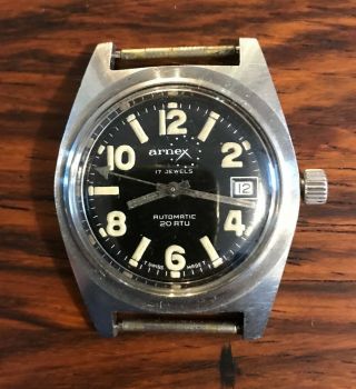 Vintage Arnex Divers Automatic Wristwatch Stainless Steel Case,  Runs 2