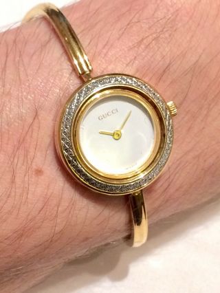 Vintage Swiss GUCCI 11/12.  2 Bracelet Watch ft.  Diamond Bezel Surround 2
