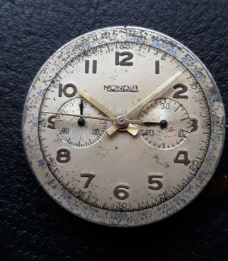 Vintage Lemania Cal 1270 Chronograph Movement And Mondia Dial 1950’s Swiss