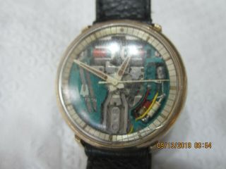 VINTAGE BULOVA ACCUTRON SPACE VIEW WATCH 10KT.  GOLD FILLED (NOT RUNNING) 2