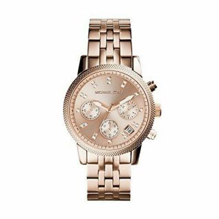 Nwt Michael Kors Stainless Steel Rose Gold Tone Women 