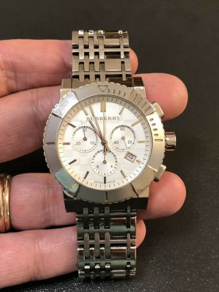 Burberry Bu2303 Trench Chronograph Silver Dial Stainless Steel Men 
