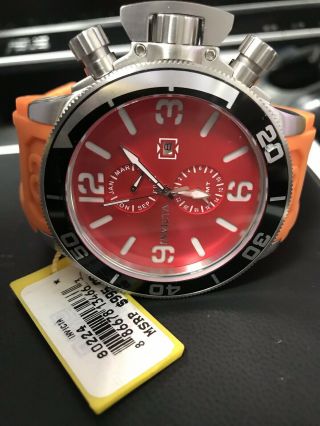 Mens Invicta 80224 Corduba Gmt Red Dial Orange Rubber Strap 53mm Watch