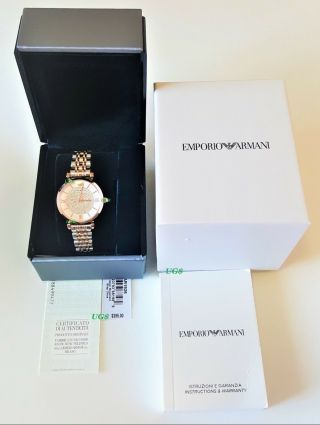 Emporio Armani Womens Watch Crystals White Dial Rose Gold Band AR1926 6