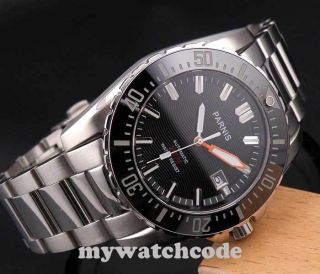 43mm Parnis Black Dial Date Sapphire Glass 20atm Automatic Diving Mens Watch