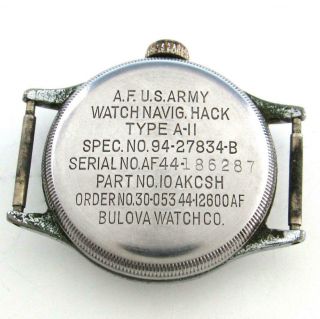 WWII Vintage Bulova A - 11 US Army Air Force Hacking Navigation Watch for REPAIR 6