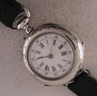 Great Case Fully Serviced All 1900 Solid Silver French Wrist Watch