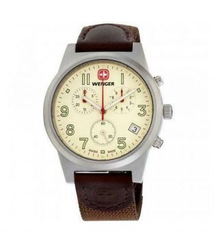 Wenger Field Classic 38mm Beige Dial Swiss Made Chronograph Men 