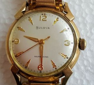 Bulova Self Winding Mens 10k Rolled Gold Plate Wristwatch Vintage