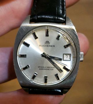 Vintage Bucherer Automatic Watch Officially Certified Chronometer Stainless