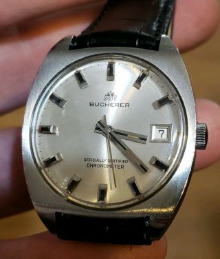 Vintage BUCHERER Automatic Watch Officially Certified Chronometer Stainless 2