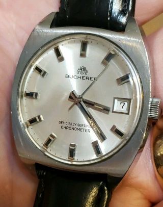 Vintage BUCHERER Automatic Watch Officially Certified Chronometer Stainless 7
