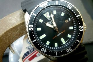 Mens 42mm Seiko 150m Automatic Scuba Diver 7002 - 700a 17j Classic Black