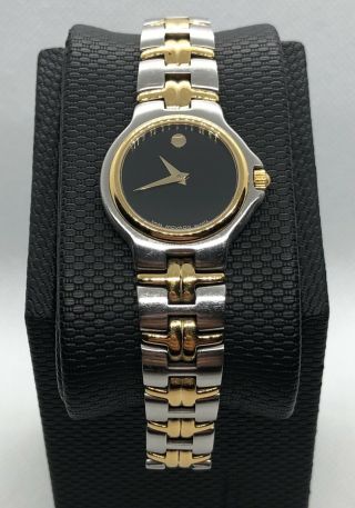 Movado Swiss Quartz Black Dial Two Tone Stainless Steel Ladies Watch 81.  A7.  827.  2
