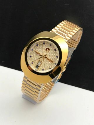 Vintage Rado Diastar Automatic Gold Plated Swiss Mens Wrist Watch Blue Diamond