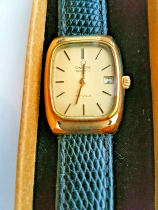Ladies Vintage Gold Plated Omega De Ville Quartz Wrist Watch