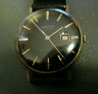 LARGE VINTAGE 1950 ' s OBERON CLASSIC GENT ' S WATCH 35mm HAND WINDING 2