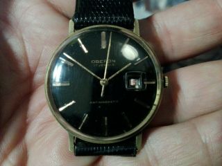 LARGE VINTAGE 1950 ' s OBERON CLASSIC GENT ' S WATCH 35mm HAND WINDING 3