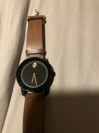 Movado Bold Series Mens Brown Leather Strap Swiss Watch 15128715 42mm
