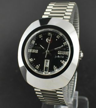 Vintage Rado Diastar Automatic Silver Black Swiss Mens Wrist Watch White Diamond 2
