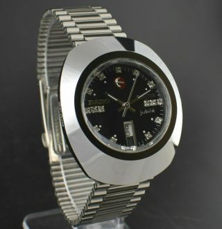 Vintage Rado Diastar Automatic Silver Black Swiss Mens Wrist Watch White Diamond 3