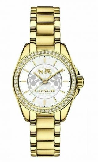 Coach 14503137 Gold Tristen Swarovski Crystal Bezel Watch