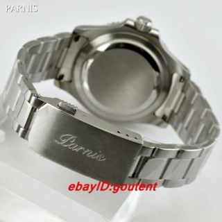 PARNIS 41mm gray dial silver case Ceramic bezel date automatic mens watch 5