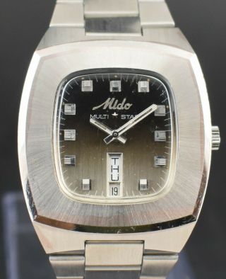 Vintage Mido Multi Star Swiss Made Automatic 25 Jewels Mens Day Date Wrist Watch