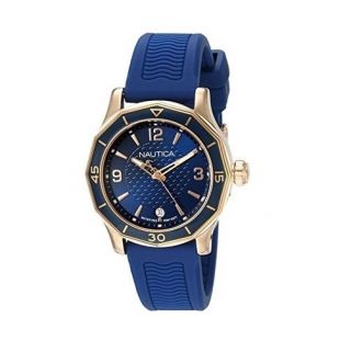 Nautica Rose Gold,  Blue Tone,  Navy Blue Silicone Band Watch Nad13525l