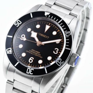 41mm Corgeut Sapphire Glass Black Dial Black Bay Ss Band Miyota Automatic Watch
